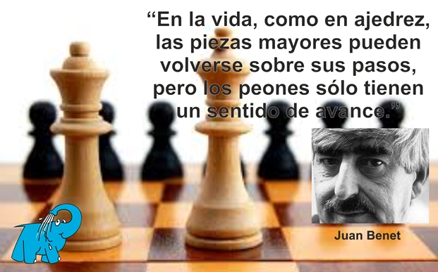 En la vida, como en ajedrez, las piezas mayores pueden volverse sobre sus pasos, pero los peones sólo tienen un sentido de avance.